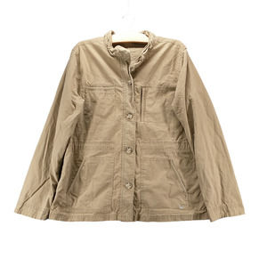 Eddie Bauer Women's Utility Jacket Tan Large Solid Button Front Long Sleeve